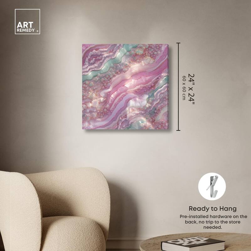 Pink and Mint Crystal I Canvas by Art Remedy, Gallery Wrapped