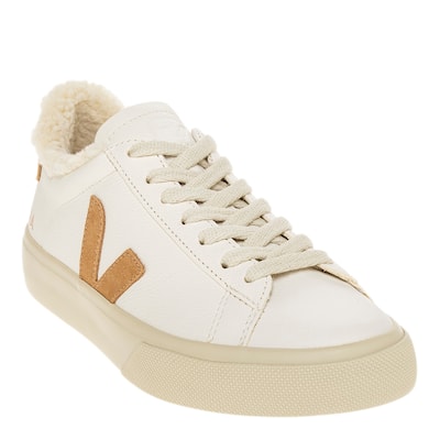 Veja Women's Campo Fleece Lined Sneakers in White and Tan