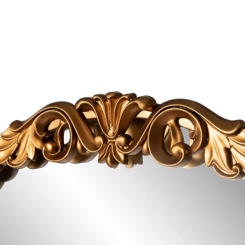 Ornate Arch Top Metal Framed Wall Mirror with Shelf