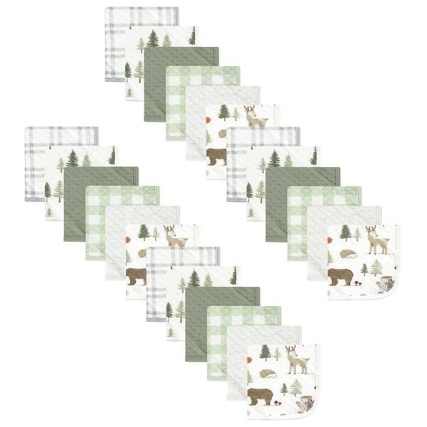 slide 1 of 1, Hudson Baby 24Pc Quilted Cotton Washcloths, Forest Animals, One Size - Forest Animals - One Size