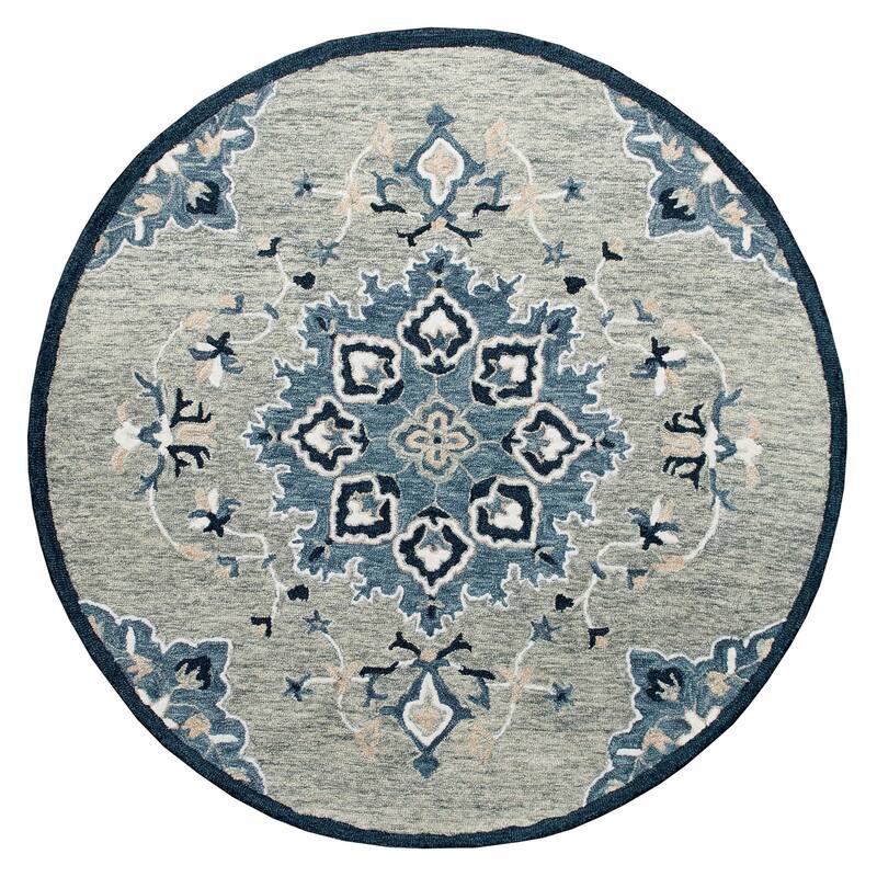 HomeRoots Medallion Contemporary Round Area Rug - 7' Round