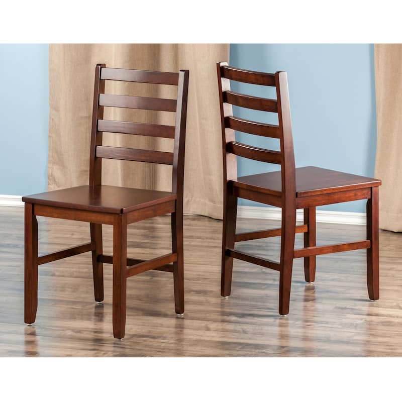 2-Pc Ladder-back Chair Set, Walnut - 16.54 x 18.63 x 34.65 inches - Walnut