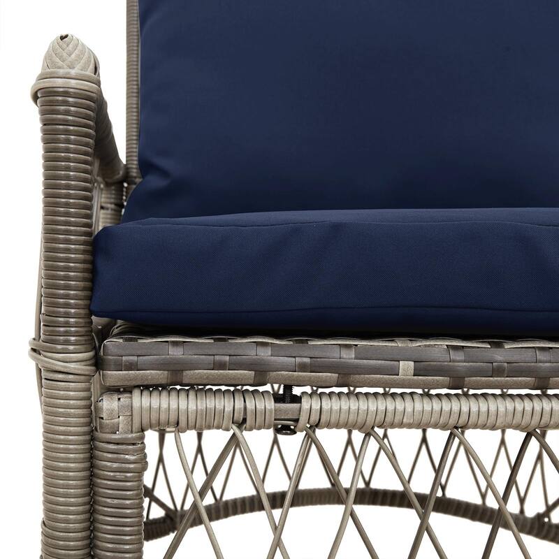 vidaXL Garden Chair with Cushions Grey 60x70x78 cm Poly Rattan - 24 x 28.7 x 30.3