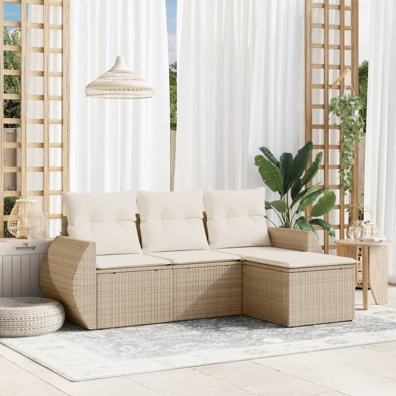 vidaXL Garden Sofa Set - 21.7 x 21.7 x 14.6 - Beige and cream Without table