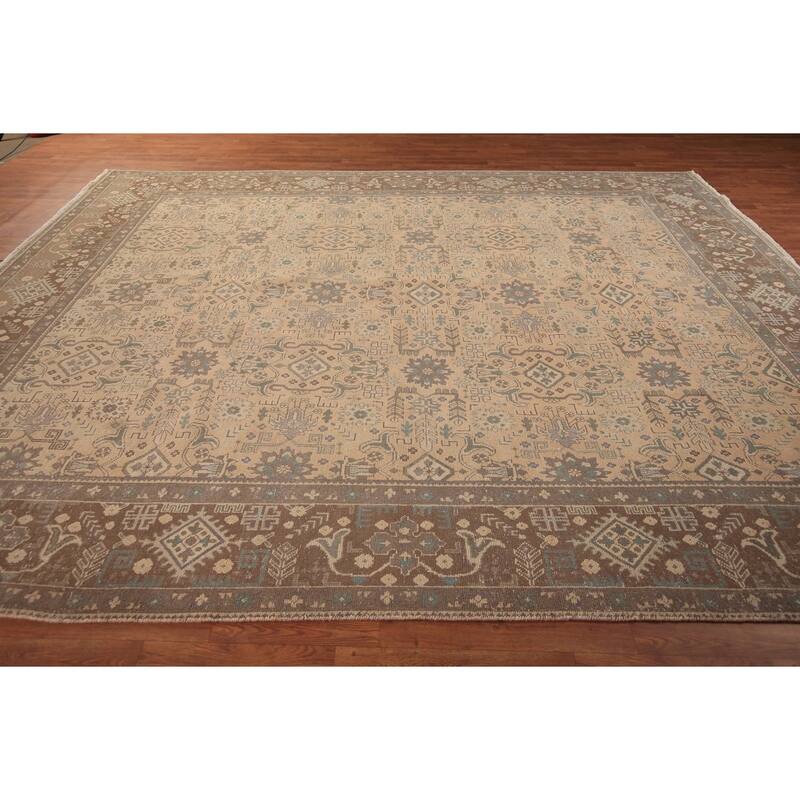 All-Over Tabriz Persian Vintage Area Rug Hand-Knotted Wool Carpet - 9'10" x 12'7"