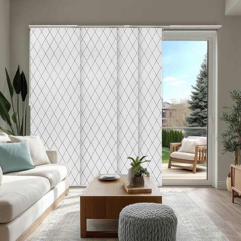 CHICOLOGY Adjustable Sliding Panels, 4-Rail Track, for Large Windows - Up to 86"W X 96"H - Diamond (Privacy)