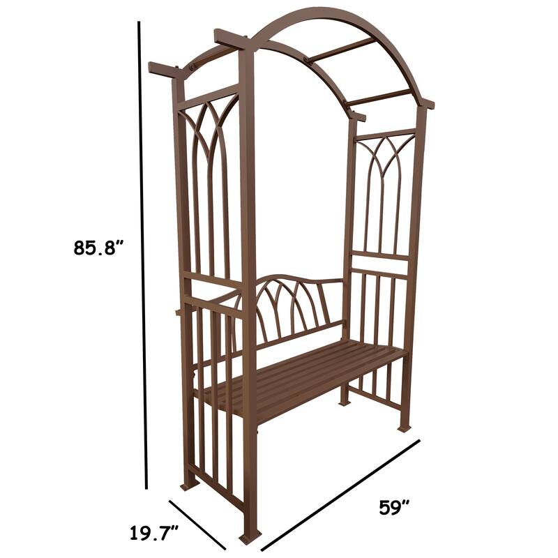 Aluminum Garden Arch with 2-Seater Bench - N/A