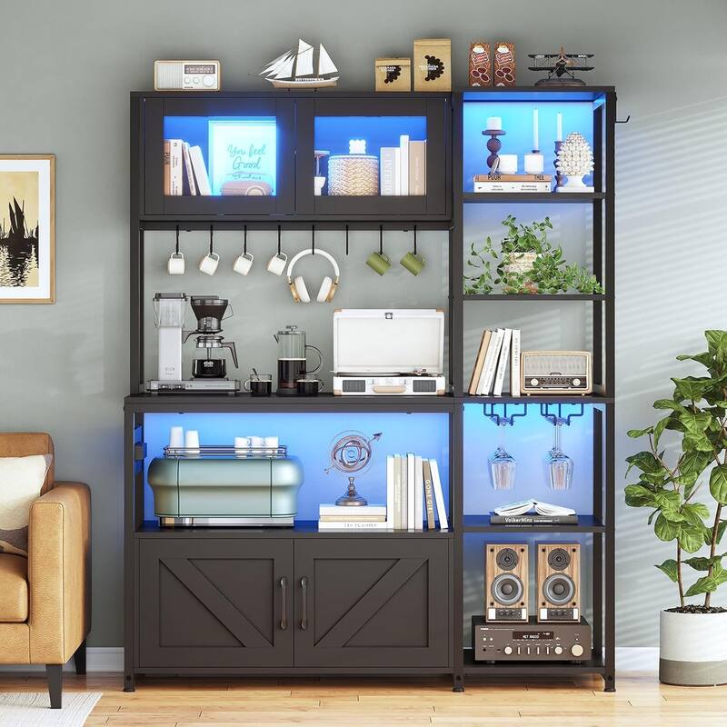 Bakers Rack for Kitchen with Storage Coffee Bar Cabinet