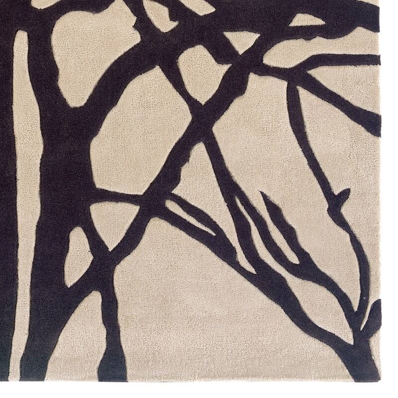 Linon Trio Collection Black/ Tan Tree Silhouette Modern Area Rug