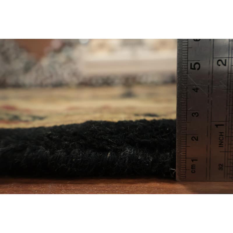 Hand Knotted Oriental 100% Wool Carpet Traditional Floral Black Agra Area Rug - 8' 4'' X 5' 5''