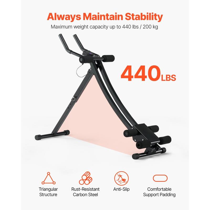 Black AB Workout Machine Equipment with 4 Height Adjustable Perfect for Home Gym - Multi