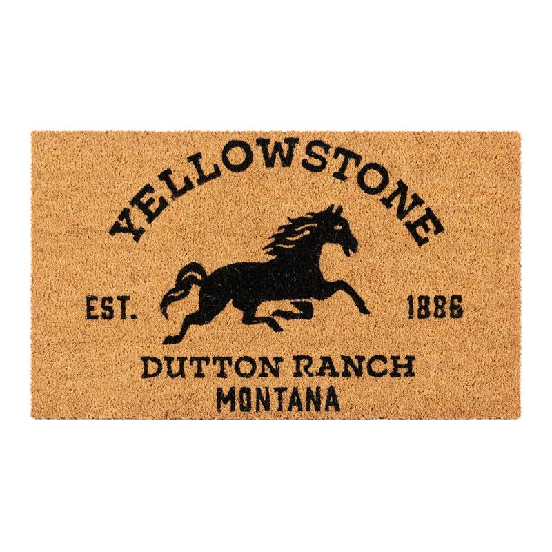 Licensed Paramount TV Series Yellowstone 'Dutton Ranch' Coir Indoor/ Outdoor Door Mats, 2PK