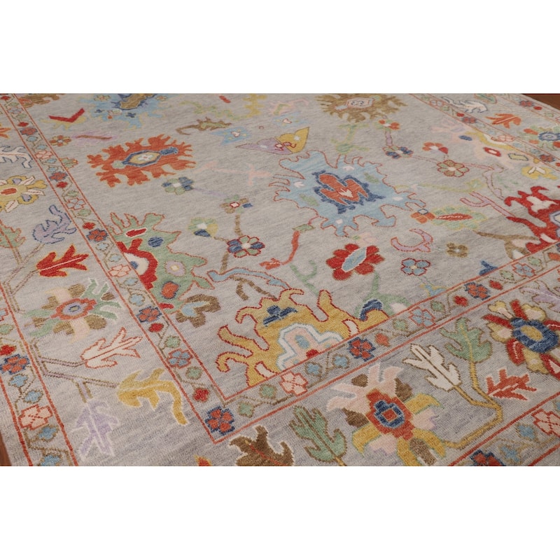 Floral Oushak Oriental Area Rug Handmade Transitional Wool Carpet - 8'9"x 11'9"