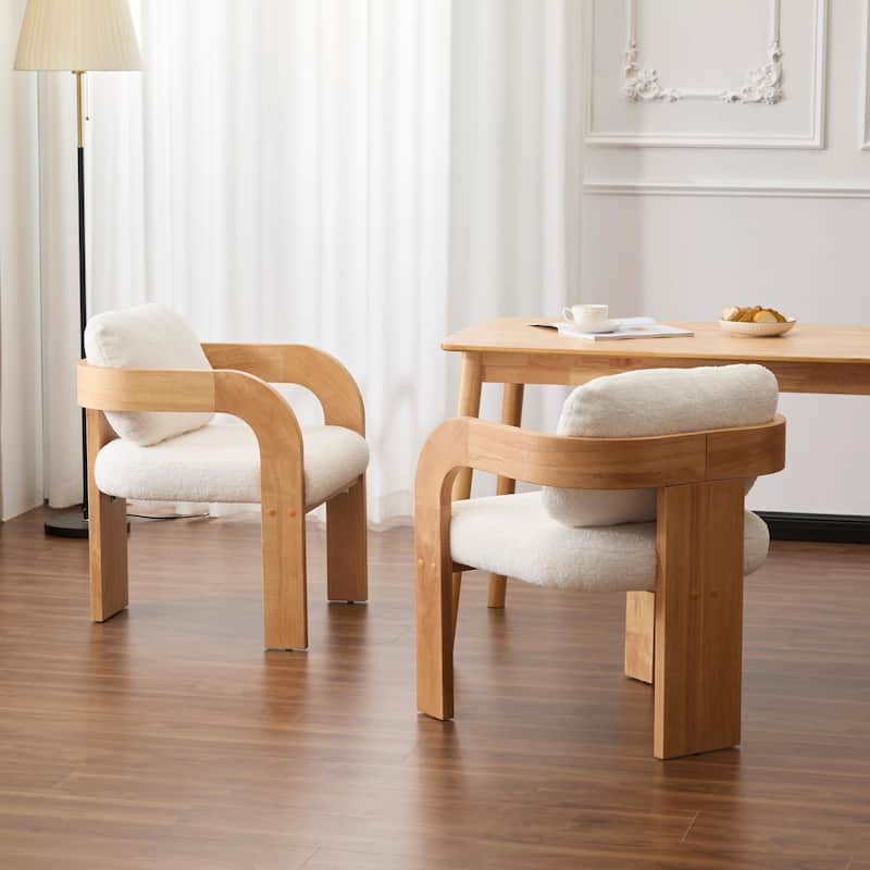 2-Pack Dining Chairs - Fabric with Pillow Back, Solid Wood Frame