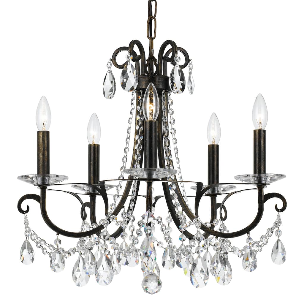 Othello 5 Light Clear Crystal English Bronze Chandelier - 20.5'' W x 19'' H