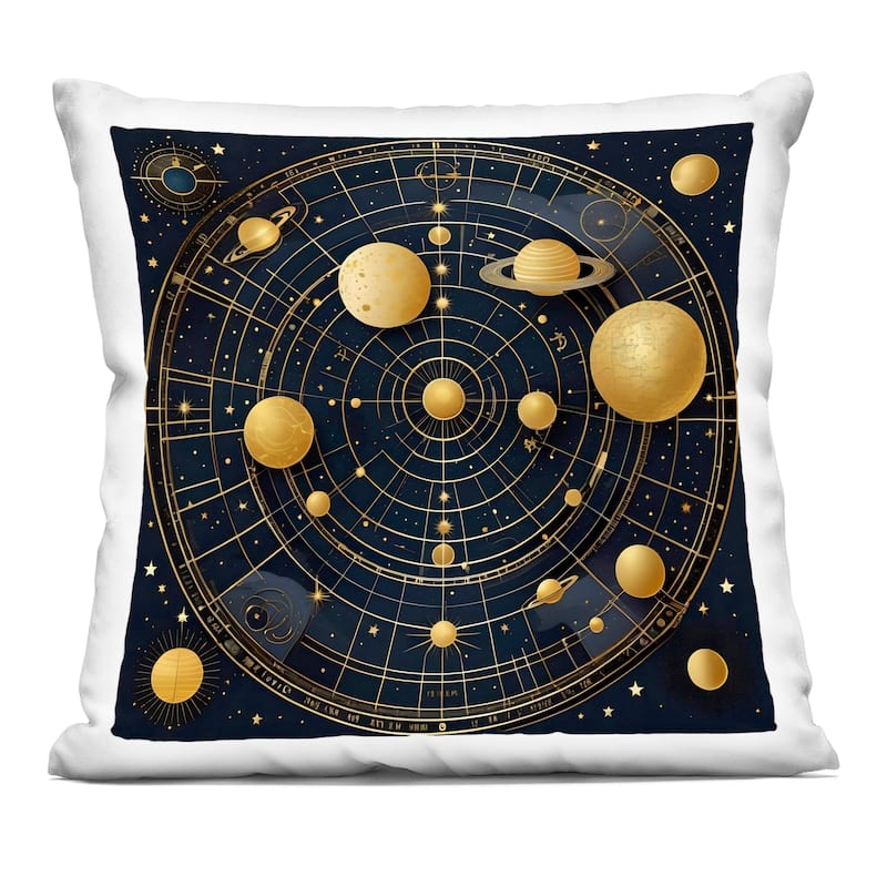 Stupell Astral Planets in Solar System Decorative Printed Throw Pillow Design by Tabz Jones - Accent - Polyester - Black - Single
