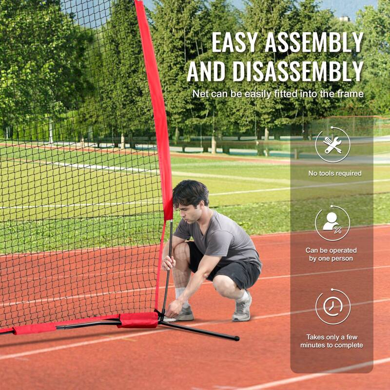 12 x 9 Feet Portable Compact Barricade Backstop Netting with Steel Pipe Frame and Carry Bag