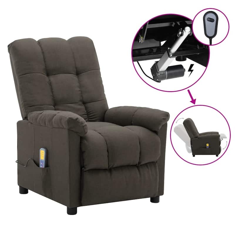 vidaXL Massage Recliner Chair Electric Reclining Chair for Elderly Fabric - 29.1" x 39" x 40.2" - Taupe