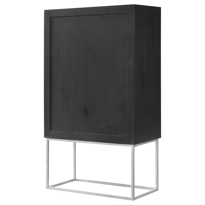 Borman Walnut and Black 2-door Home Bar Cabinet Wine Storage