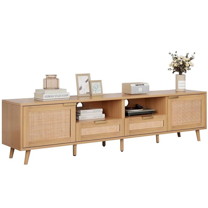 Farmhouse Style Rattan TV Stand for Living room