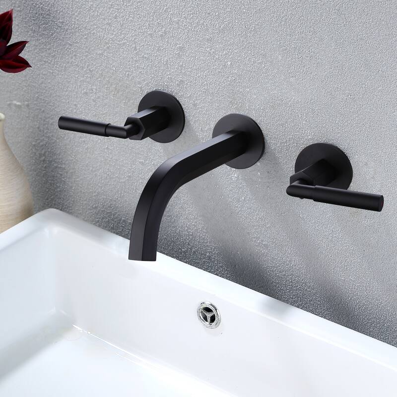 Two Handles Wall Mounted widespread Bathroom Faucet
