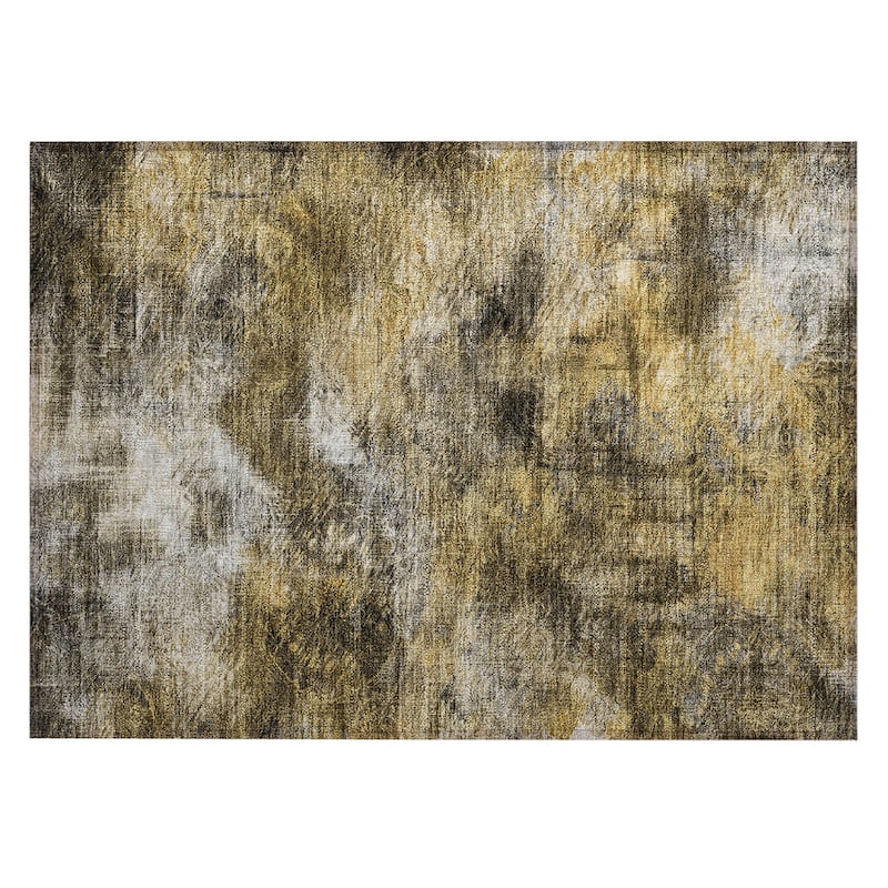Machine Washable Indoor/ Outdoor Chantille Abstract Imprints Rug