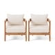 preview thumbnail 2 of 10, Brooklyn Outdoor Acacia Wood Club Chair with Cushions (Set of 2) by Christopher Knight Home