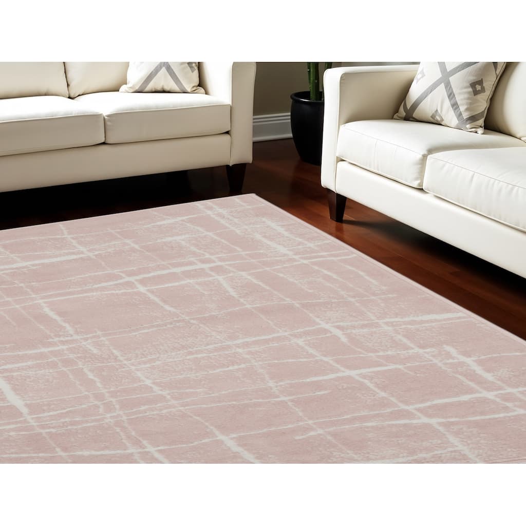 Hila Power Loomed Distressed Abstract Modern Non Skid Stain Resistant Area Rug By HomeRoots - 138' X '100' X '0.39