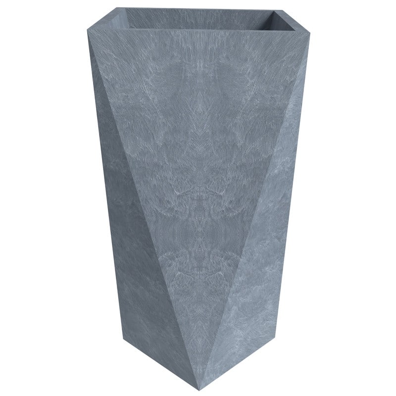 Aloe Fiberstone & MGO Clay Tapered Square Tall Planter Plant Pot, Indoor/Outdoor with Drainage Holes for Yard Porch Decor