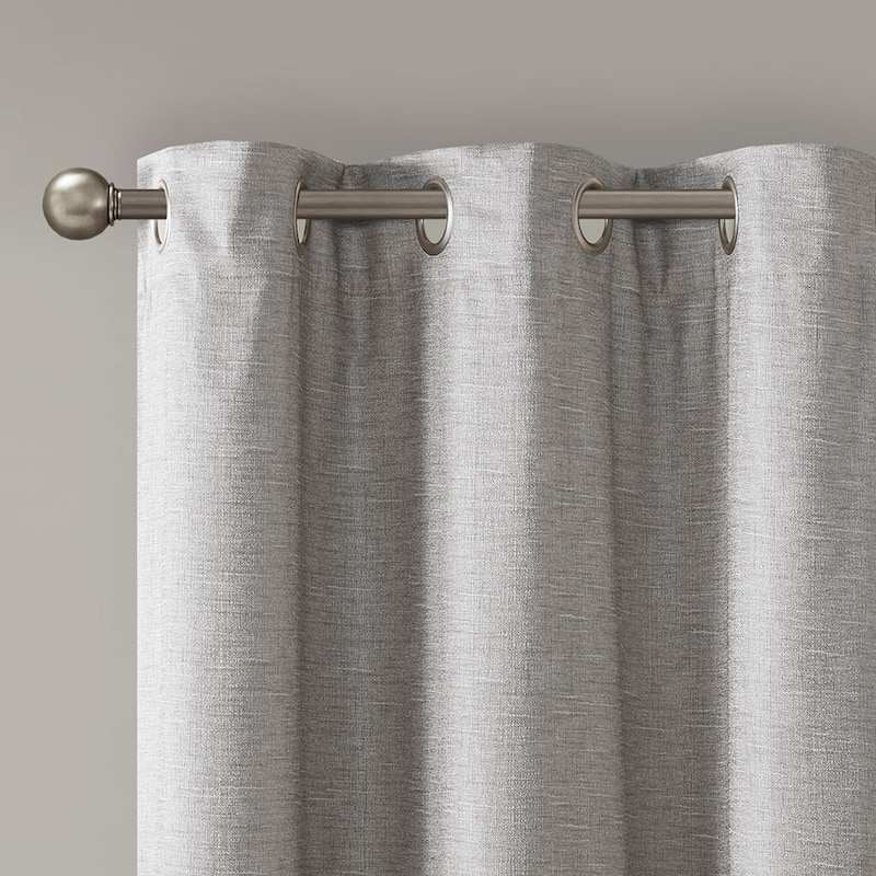 Tonal Printed Faux Silk Total Blackout Curtain Panel Pair(2 Pcs Window Panels)
