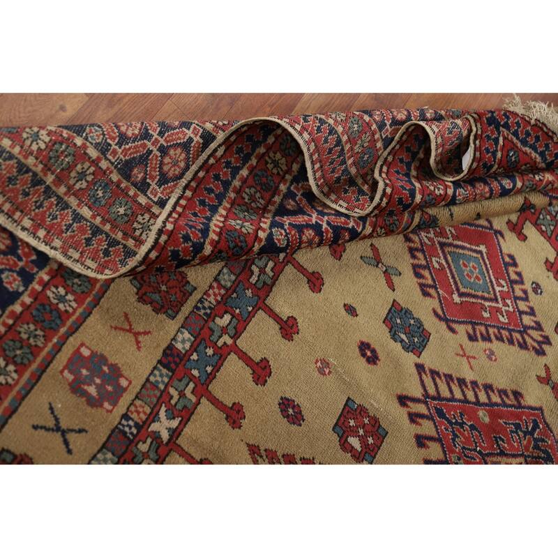 Kazak Vegetable Dye Antique Area Rug Handmade Wool Carpet - 7'9" x 9'3"