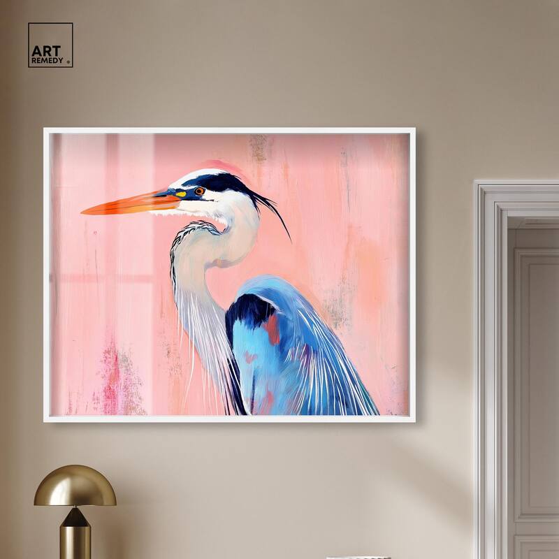 Rosy Dawn Heron Shadowbox by Art Remedy