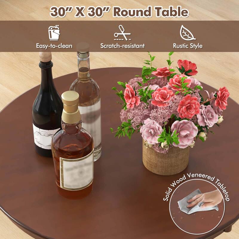 Costway 30 Inch Wood Pub Round Dining Table with Pedestal Base Kitchen - See Details
