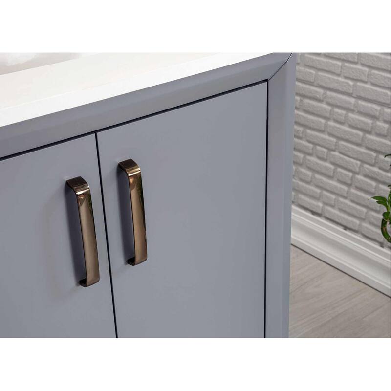 Fabia 30'' Free-standing Single Bathroom Vanity with Quartz Vanity Top & Mirror