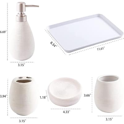 Ceramic Beige Bathroom Accessory Set