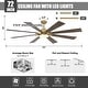 preview thumbnail 7 of 18, Vaczon 72" Modern Brass Plywood Large Smart Ceiling Fan with Dimmable LED Light and Remote - 72" - Remote & App Control