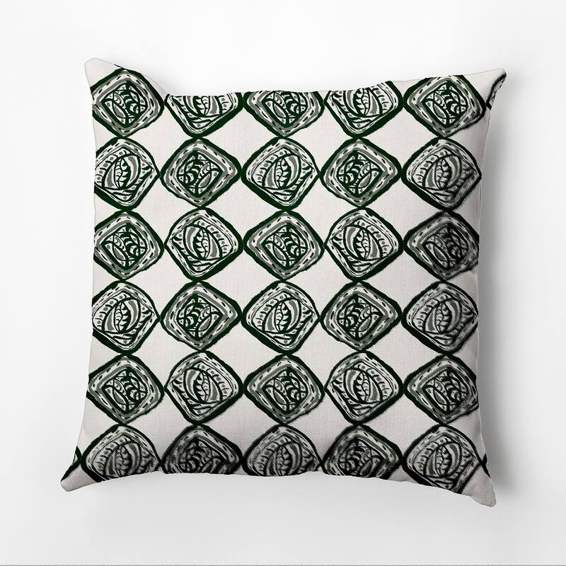 Cowry Check Outdoor Pillow - Dark Green - 20" x 20"