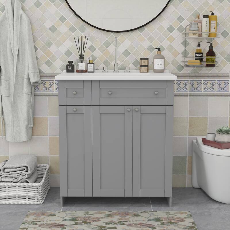 Modern 30-Inch Bathroom Vanity - Grey