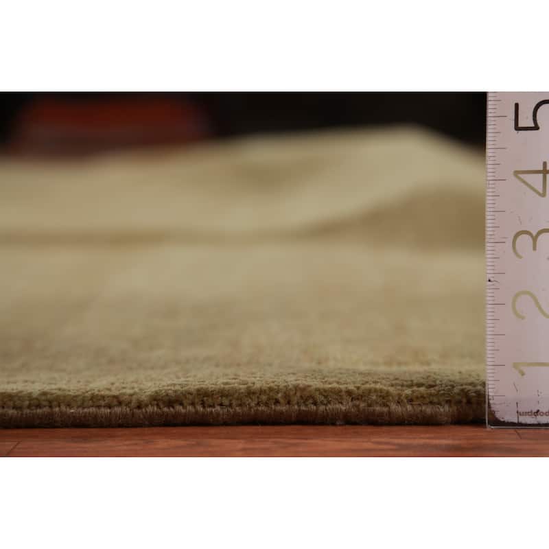 Hand Knotted Oriental 100% Wool Carpet Modern Solid Green Gabbeh Area Rug - 13' 4'' X 10' 2''