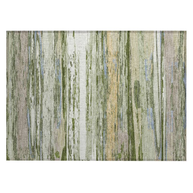 Machine Washable Indoor/ Outdoor Abstract Stripes Chantille Rug