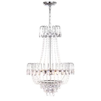 SAFAVIEH Lighting Sonja Adjustable 3-light Chrome/ Clear Crystal Pendant - 18"x18"x29.5-101.5"
