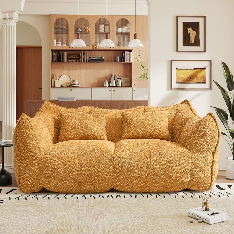 Rossetta Soft Comfortable Square Beanbag Chair with Armrests - Yellow