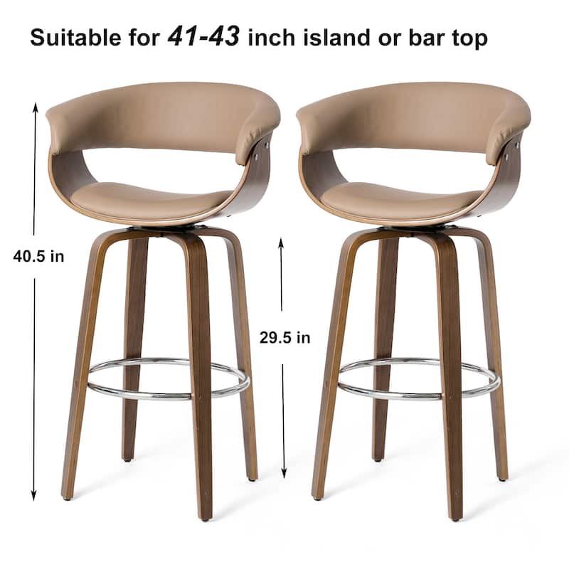 Glitzhome Set of 4 Modern Counter or Bar Height Faux Leather Swivel Pub Stools