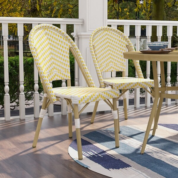 Ariel French Patio Wicker Bistro Chairs Set of 2 by Furniture of