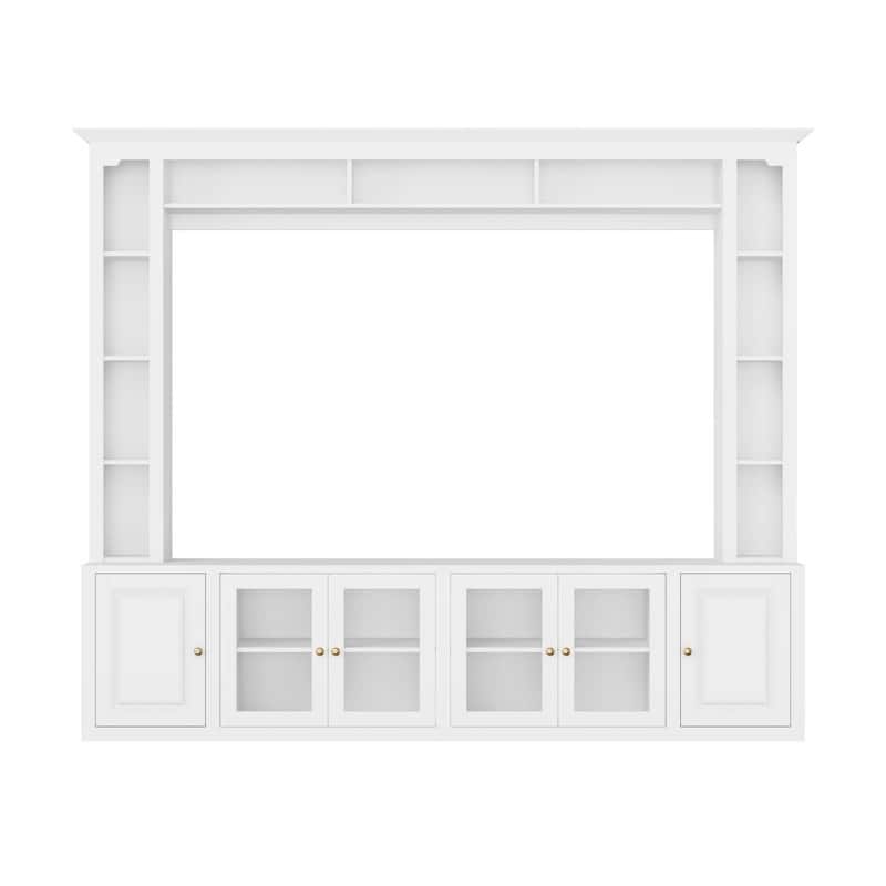 92" Modern 4-Piece Entertainment Center Wall Unit Media Console with Bookshelves for TVs Up to 80"