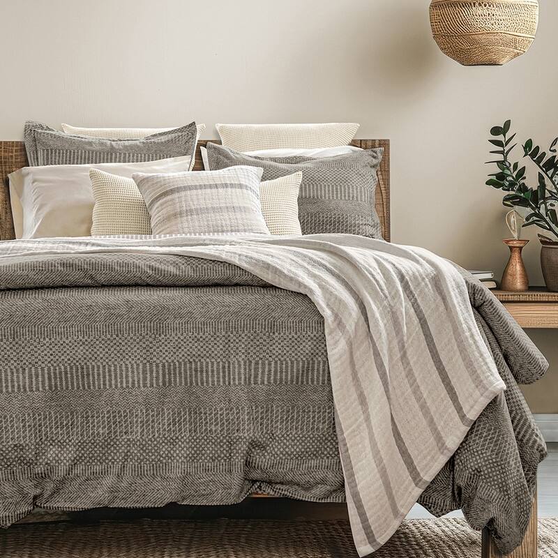 Farm to Home Horizon Stripe Cotton Blanket, Reversible Design