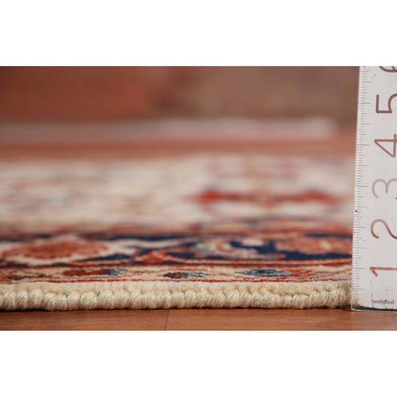 Hand Knotted Oriental 100% Wool Carpet Traditional Geometric Beige & Ivories Heriz (serapi) Area Rug - 9' 1'' X 6' 0''