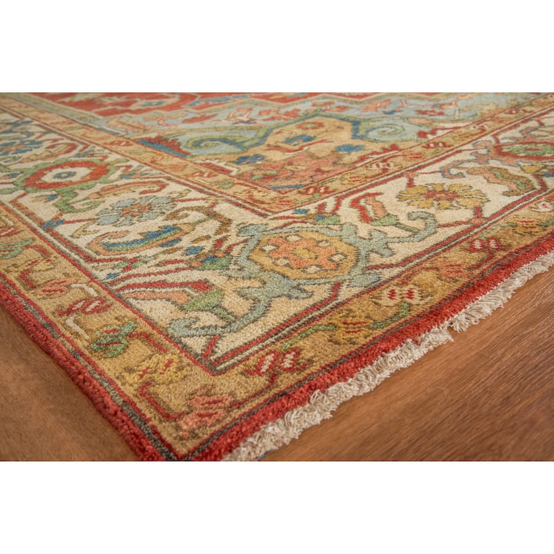EXQUISITE RUGS Antique Weave Serapi Hand-knotted New Zealand Wool Rust/Blue Area Rug.
