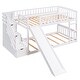 preview thumbnail 9 of 32, Twin Over Twin Bunk Bed with Slide & Storage Stairs - Safe & Fun for Kids