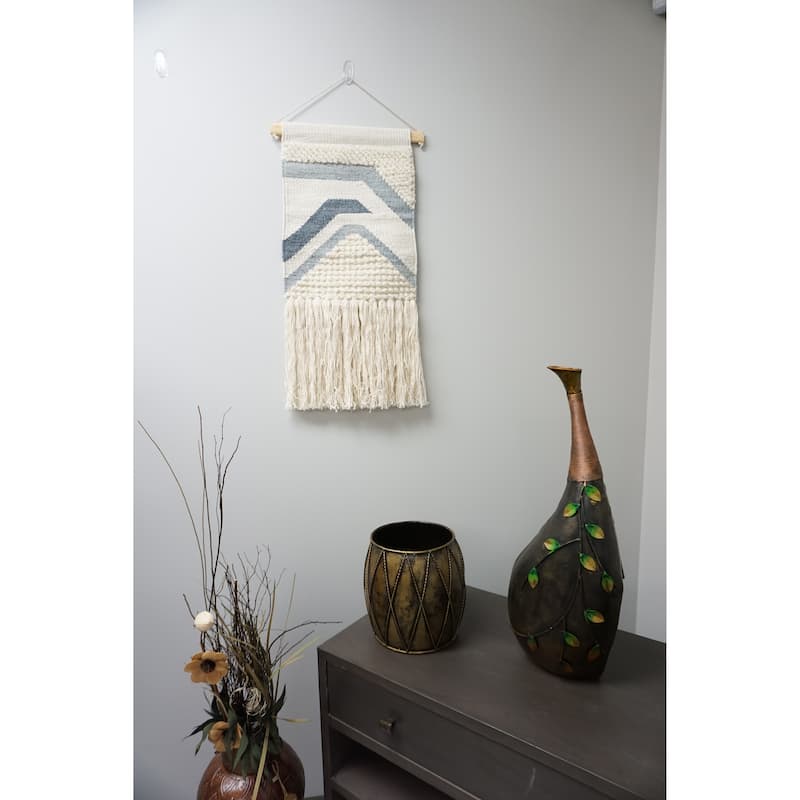 Home&Manor Wool and Cotton Macrame Wall Hanging with Rod Included - Exact Size